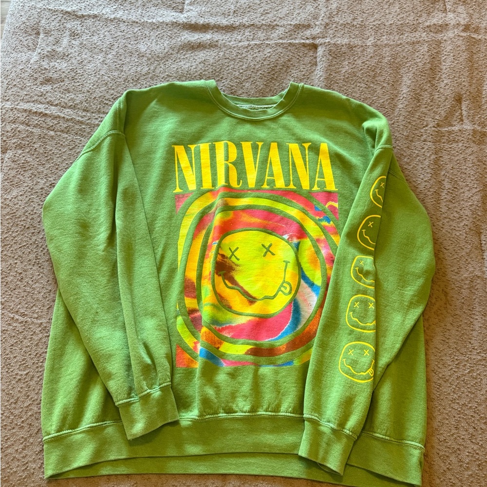 Nirvana Green Sweatshirt with Graphic Print